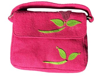 Gap Pink Felt Floral Decorated Handbag