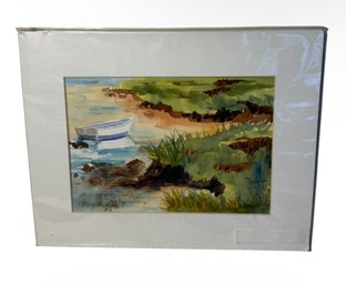 Paula Beaulieu (1947-2014) Stranded Boat Original Signed Watercolor (DR)