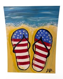 Patriotic Flip Flops Original Signed Paining (DR)