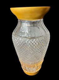 Moser Diamond Cut 24k Gold Trimmed Crystal Vase