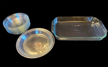 Glass Bowls, Pyrex Pie Dishes, Pyrex Casserole Dish (K)