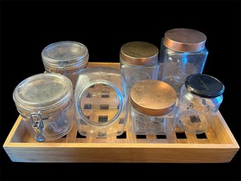 Wooden Tray With Kitchen Containers (K)