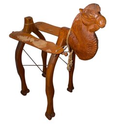 Carved Wooden Camel Saddle Stool (H2)