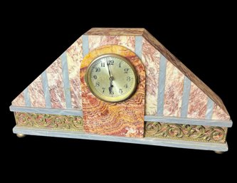 Art Deco Solid Marble Mantle Clock
