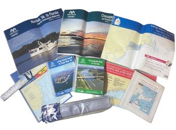Collection Of Vintage Boat Navigational Tools Chartkits, Chart Books, And Maps(O2)