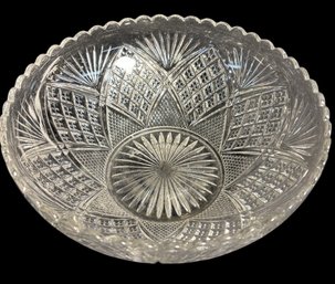 Clear Cut Glass Salad Bowl Starburst Design