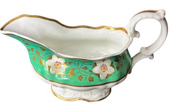 Floral Green Gilded Gravy Boat