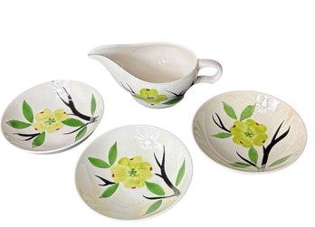 Blue Ridge Southern Pottery Dixie Dogwood Gravy Boat & Bowls