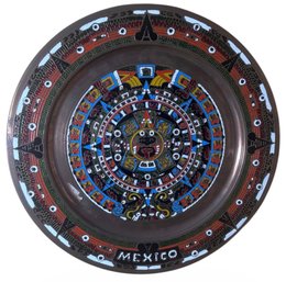 Mexican Mayan Aztec Copper Calendar Hanging Plate (O2)
