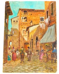 Case Dei Pierleoni Signed Painting On Copper Backing