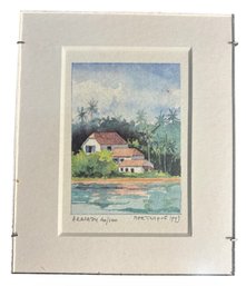Arriazy 40/100 Small Signed Watercolor Painting Martinique 1943