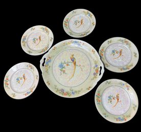 Altrohlau Czech Floral Bird Serving Dish & Plates 6pc Set