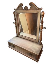 Ornate Wooden Dresser Top Vanity Mirror (BA)