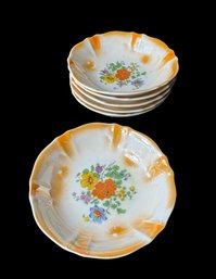 Bavarian Small Orange Floral Bowls 6pc