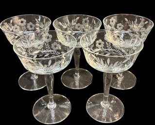 Etched Floral Champagne Glass 5pc