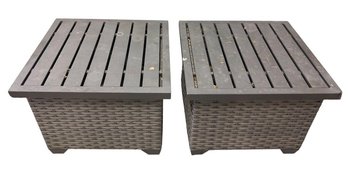 Outdoor Wicker End Table Pair (G)