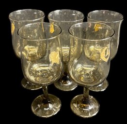 Brown Tint Tulip Wine Glasses 5pc