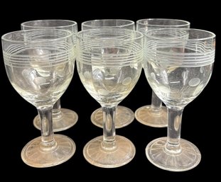 Clear Etched Glass Cordial Glasses 6pc