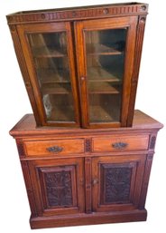 Carved Wooden Glass Door Bookcase (BR5)
