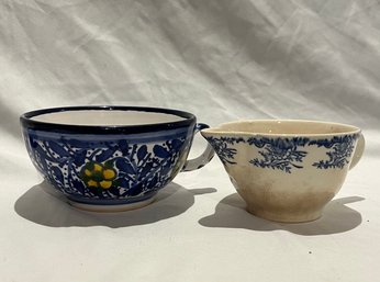 2 Blue Floral Designed Dishes