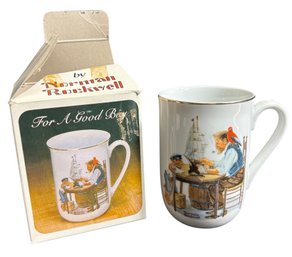 1982 Norman Rockwell For A Good Boy Collectors Porcelain Mug