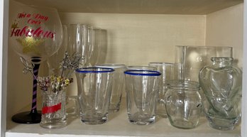 Shelf Of Assorted Glassware (K)