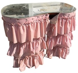 Solid Wooden Glass Top One Drawer Table (DR)