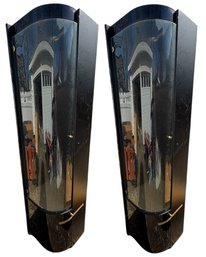 Tall Black Light Up Curio Cabinet Pair (g)