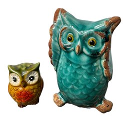 Glazed Owl Figurine Pair