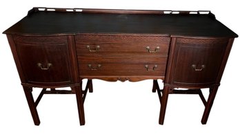 Antique Solid Dark Wooden Bow Front Credenza (DR)