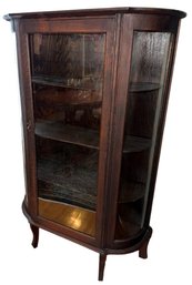 1800s Victorian Wooden Curved Glass China Cabinet (DR)