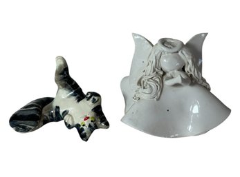 Angel & Cat Pottery Figurines (DR)