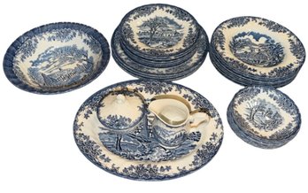 Churchill The Brook Blue China Set 28pc (K)