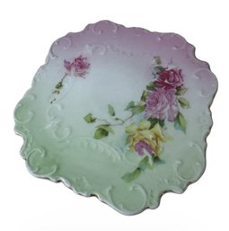 Antique German Floral Porcelain Tea Tile (DR)