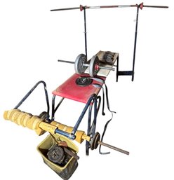 Vintage Adjustable Workout Bench & Dumbbells (B)