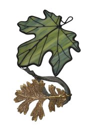 Stained Glass & Gold Tone Leaf Ornaments (H)