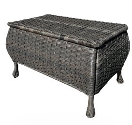 Plastic Woven Wicker Style Outdoor Storage Ottoman (Y)
