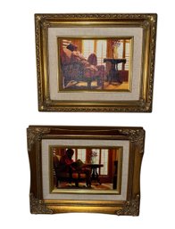 Lounging Woman Art Prints In Ornate Gold Tone Frames (H)