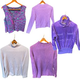 Womens Purple Sweaters 5pc Cashmere, Wool Etc