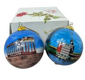 Greek Parthenon & Other Glass Ball Ornaments