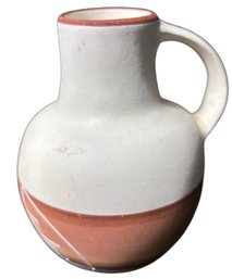 Signed Native American Navajo Handled Pottery Pitcher