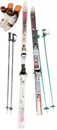 K2 & Rossignol Skis, Ski Poles, And Boots 5pc (B)
