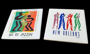 New Orleans Jazz Fest Ceramic Tile Pair