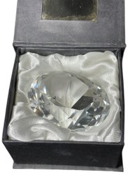 Signed Oleg Cassani Crystal Oval Diamond Shaped Paper Weight