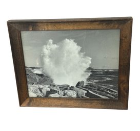 Ocean Waves Crashing On Rocks Framed Photography