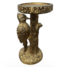 Gilded Woodpecker Candle Holder
