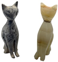 Onyx Stone Cat Statue Pair (LR)