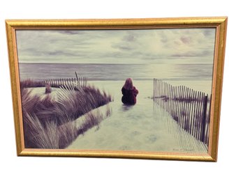 Diane Romanello Girl On The Beach Large Framed Art Print