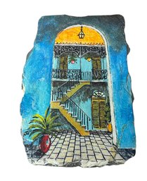 New Orleans Original Signed Painting On Roof Slate Tile
