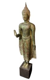 Thai Style Solid Metal Shakyamuni Buddha Statue On Base